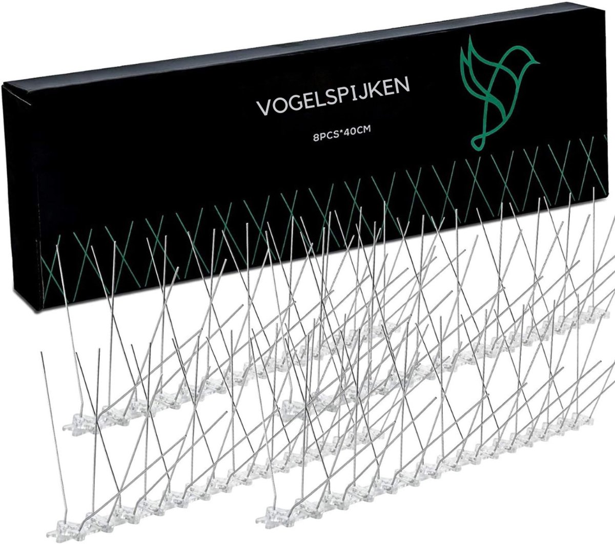 QORA® Duivenverjager - Duivenpinnen - Vogelpinnen - Duivenpinnen Met Plakstrip - Zilver - 25cm x 3cm x 12cm