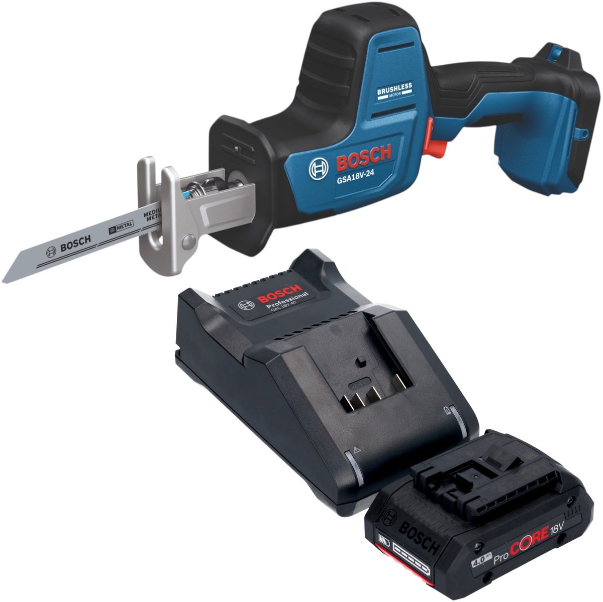 Bosch GSA 18V-24 Professional accu-reciprozag 18 V 230 mm borstelloos + 1x ProCORE-accu 4,0 Ah + oplader