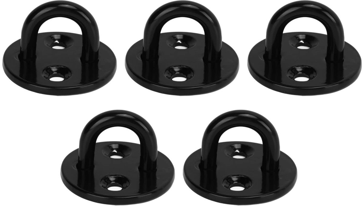 Dailygoods - Oogplaat - Roestvrij Staal - U-vormige Haak voor Plafond en Wandmontage - Zwa