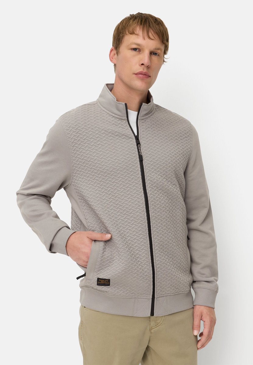 camel active Sweatjack met lichte opstaande kraag - Maat menswear-XL - Grijs