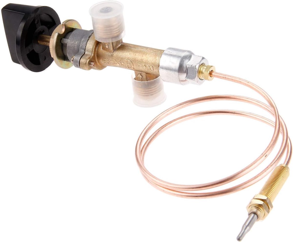 SnelShoppen - Low Pressure LPG Propaan Haard Vuurplaats Vlam Uitval Veiligheidsklep Kit - 750mm Thermokoppel, Brass en Plastic, Voor Gas Grill en Tuin
