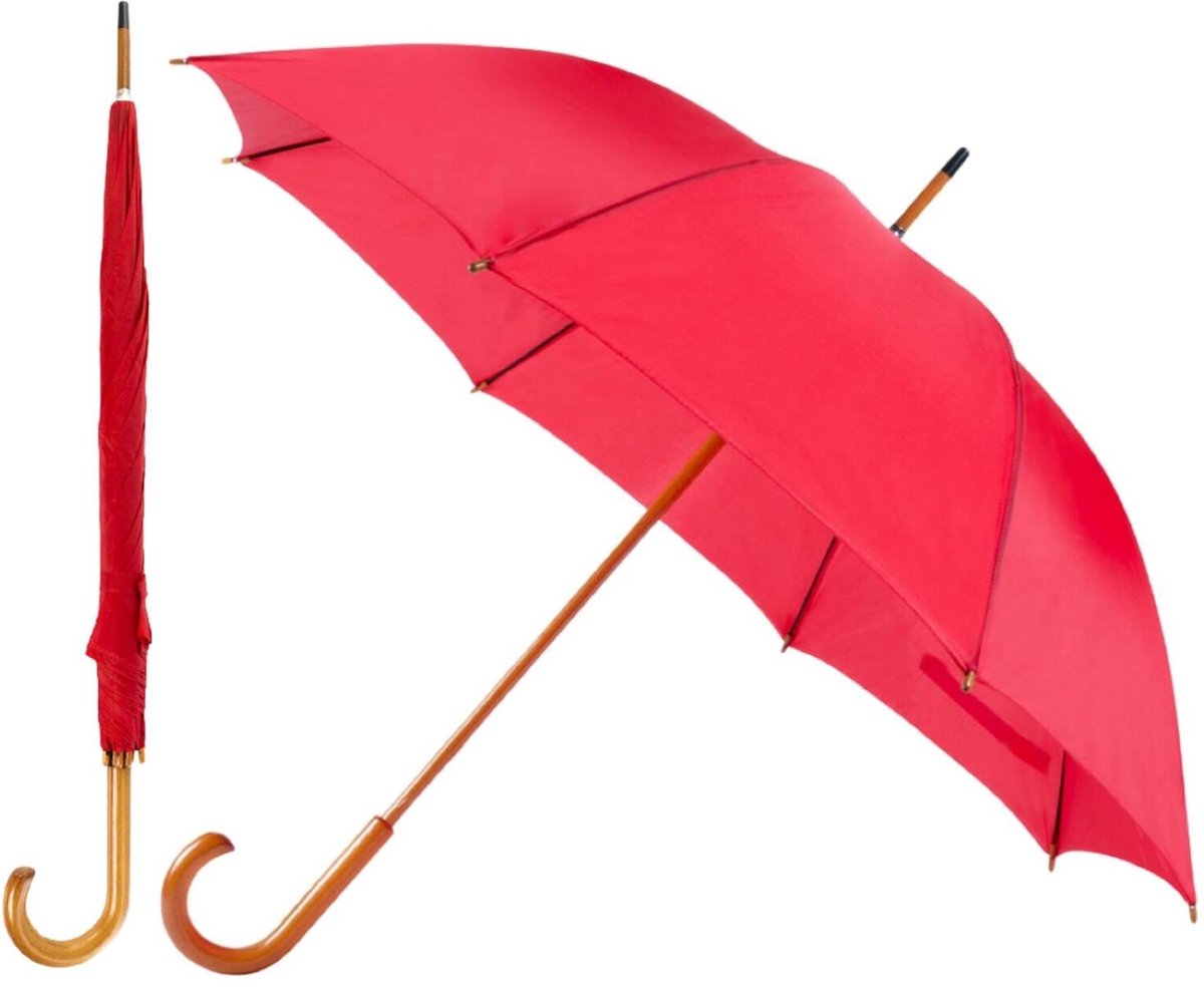 Bellatio Design Paraplu Dryfeet - 2x - rood - dia 105 cm - 85 cm lang - 8 panels - regen - polyester/hout - Classic model