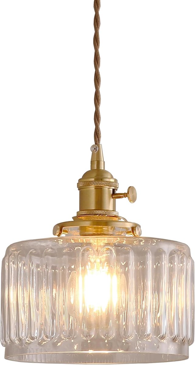 SnelShoppen - Modern LED Hanglamp Chandelier Ø17CM met Glazen Lampenkap, E27 Fitting, Dimbare Verlichting voor Woonkamer, Slaapkamer, Eetkamer, Creati