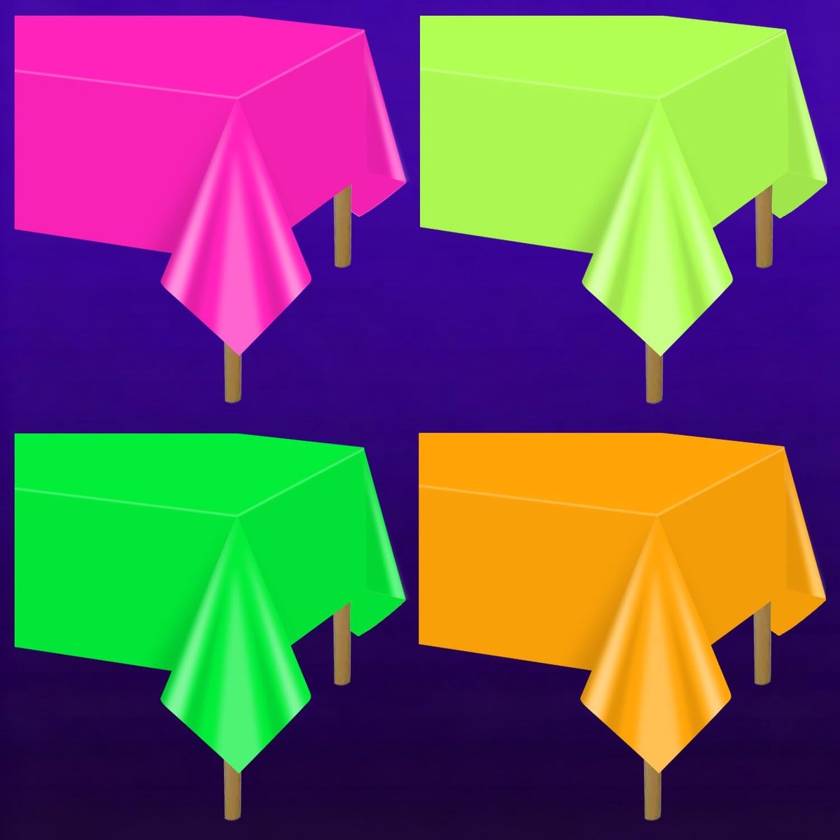 Neon tafelkleed 130x220cm - fluorescerend - 4 kleuren - perfect voor verjaardagsfeesten - ShopVlot