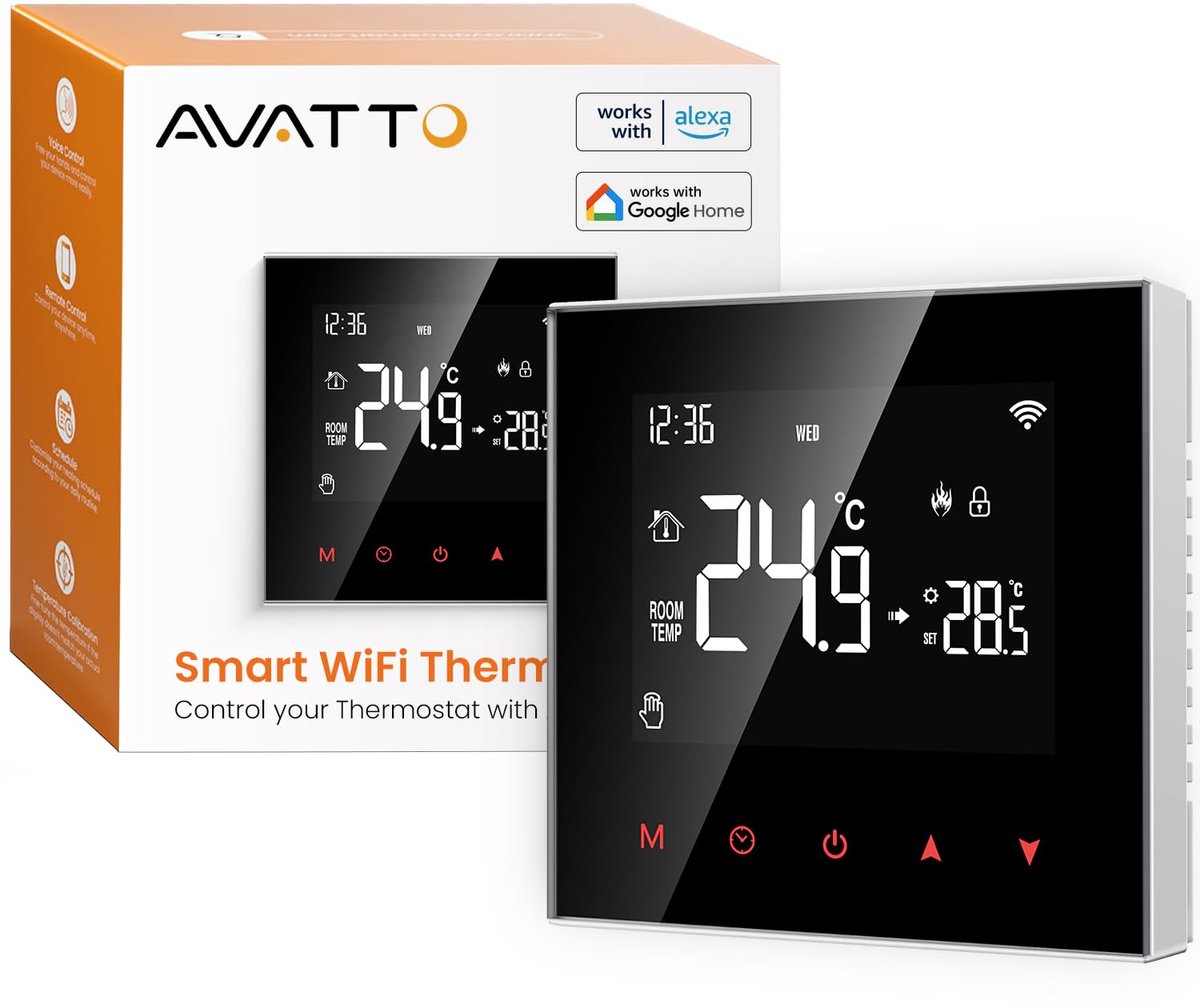 Smart WiFi Thermostat - Intelligent digitaal - Voor elektrische vloerverwarming - Nauwkeurige temperatuurregeling - ShopVlot