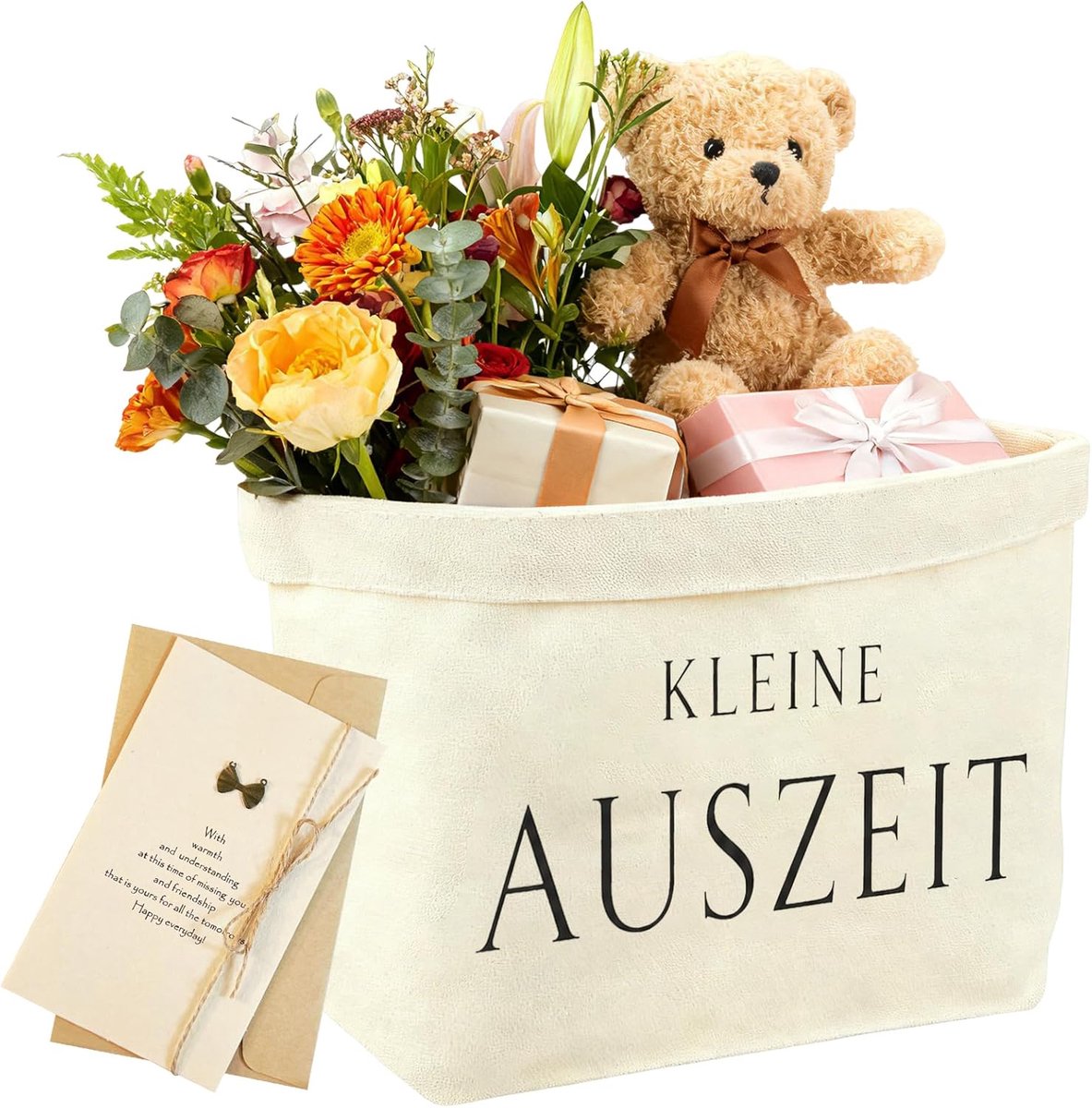 Cadeauzakje katoen - klein geschenkzakje - linnen met envelopkaart - perfect voor wellness-cadeaus - ShopVlot