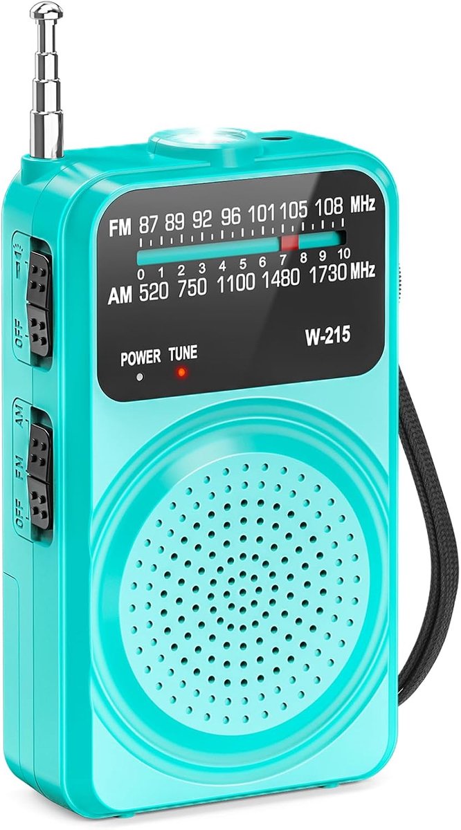 Mobiele radio met FM/AM ontvangst - geïntegreerde LED zaklamp - compact en lichtgewicht - ideaal voor huis en buiten - ShopVlot