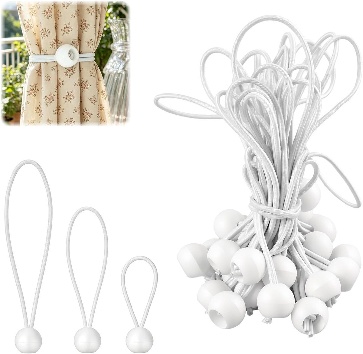 elastische spanbanden 30 stuks - 10/15/20 cm - duurzame rubberen koorden - ideaal voor dekzeilen - ShopVlot