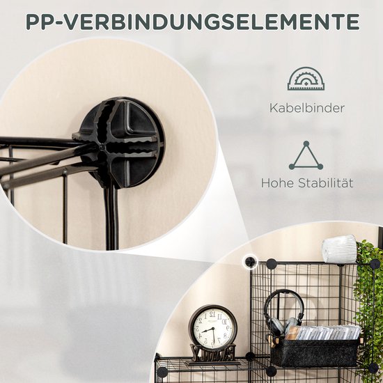MIVRAY Stellingkast Uitbreidbaar 35 x 35 x 35 cm Metaal Zwart Modulair Opbergrek Voor Schoenen Boeken En Kleding — afbeelding 4
