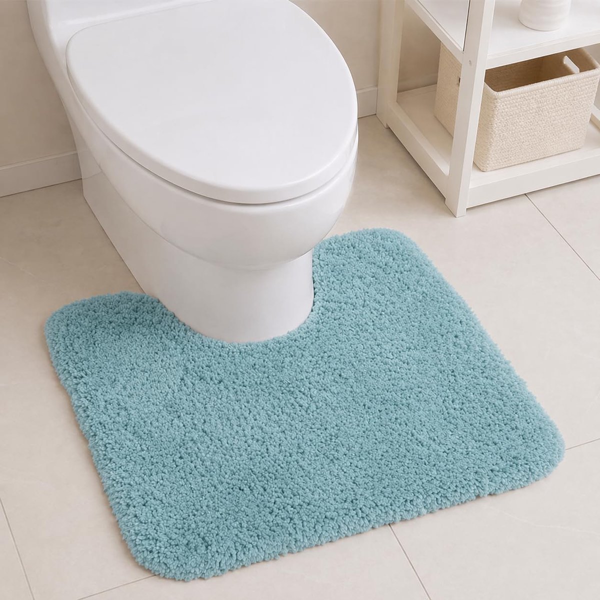 Toiletmat U-vorm 50 x 40cm - super absorberend microfiber - zacht en pluizig - voor badkamer en toilet - ShopVlot