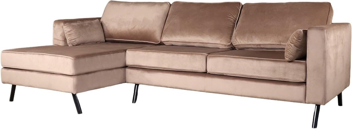 Hoekbank Hilde 270 cm - taupe velvet - links - eenvoudig te monteren - ShopVlot