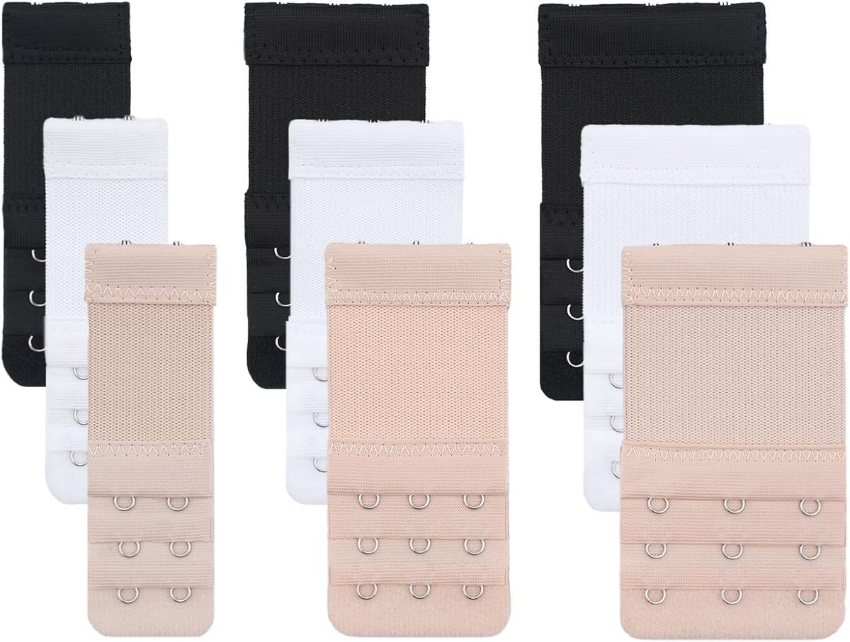 Bra extenders 9 pack - 3 haken, 2 haken - zacht, elastisch - extra comfort voor je bh - ShopVlot
