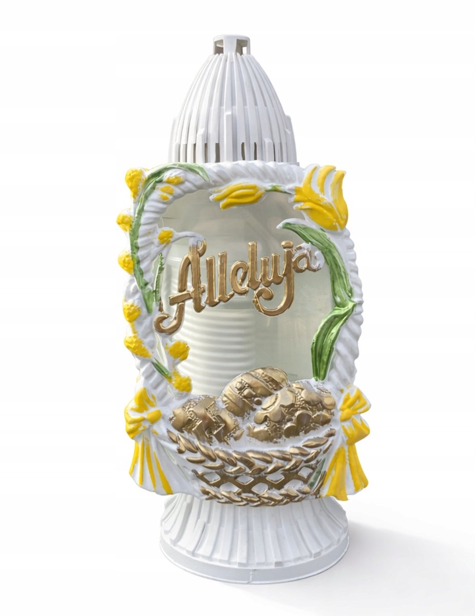 Paas Znicz 'Alleluja' 34cm - Gouden Versieringen & Inzet