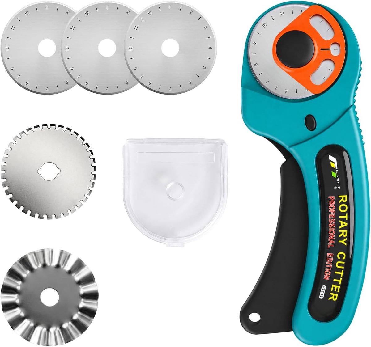 Stofsnijder 45 mm - blauw - set met 5 messen - veilig snijden van papier en stof - ShopVlot
