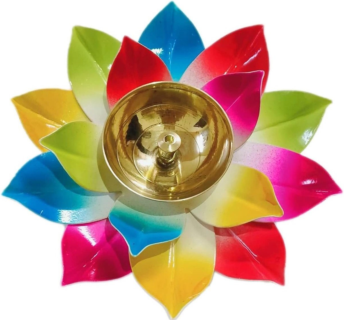 Olielamp Akhand Diya Indiase olielamp Diwali Decoratie Pooja Lamp Akhand Lotus Diya Veelkleurig (1)