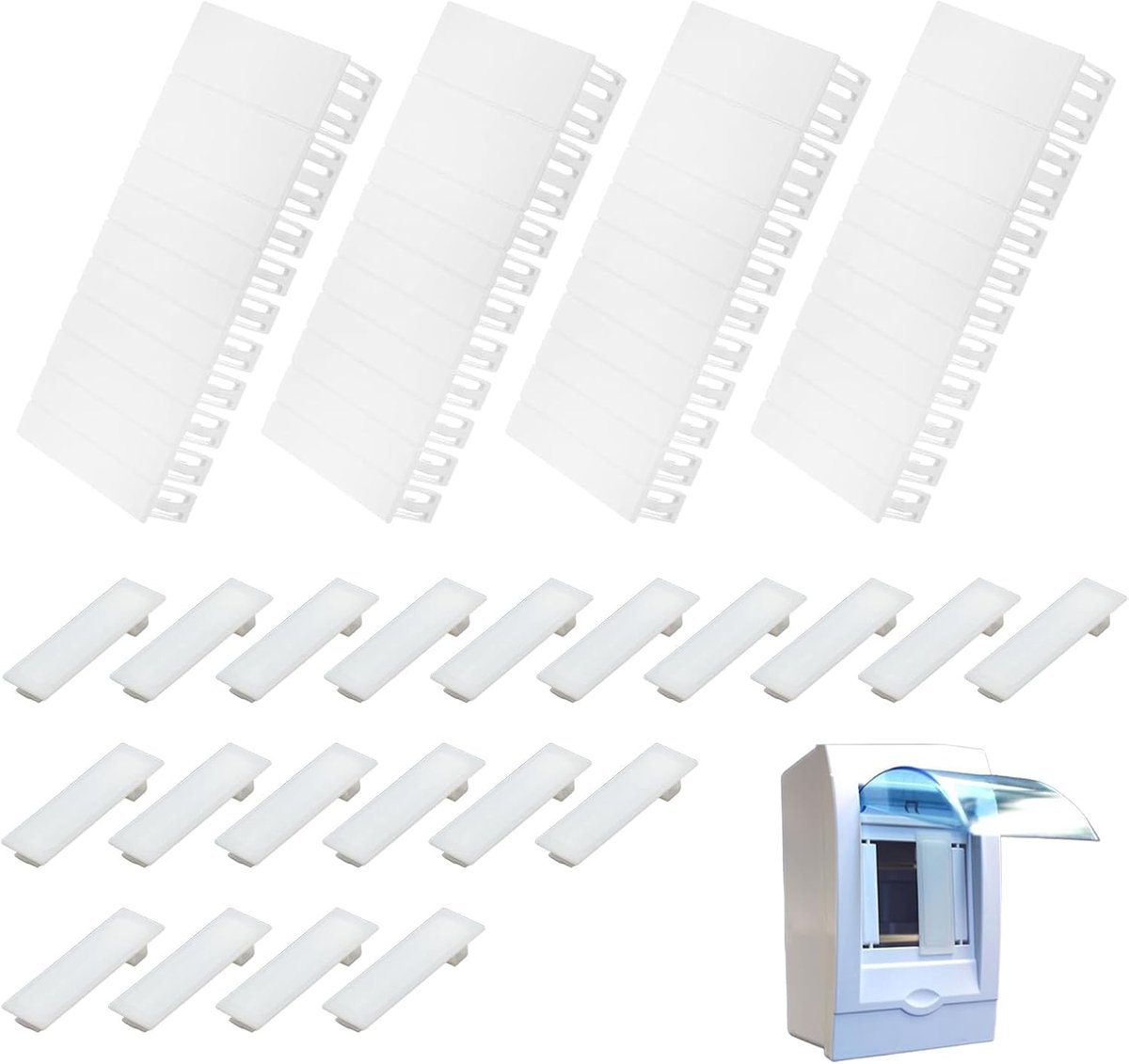 24 stuks afdekstrips voor zekeringkast, blinde afdekking modulesleuven, deelbaar en combineerbaar, stroomdoos, accessoires, compatibel met F-Tronic Hager Hensel