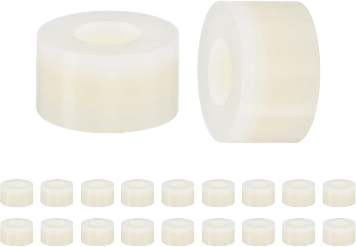 METERXITY Set van 200 nylon ringen, 3,2 mm ID 7 mm OD 4 mm lengte ronde plastic afstandhouder afstandhouder niet-schroefdraad voor M3-schroeven/bouten/stopcontact/schakelaarhouder [wit]