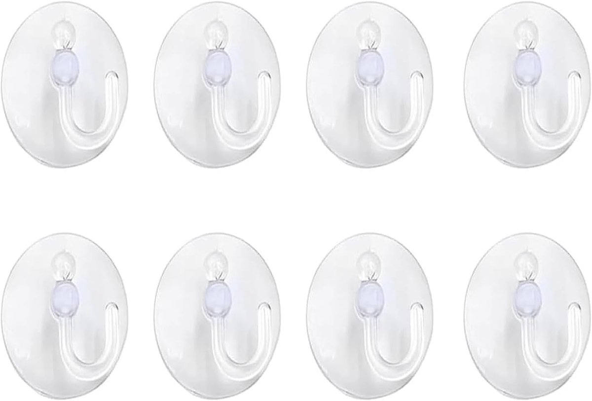 8 stuks voor keuken, badkamer of raam. Robuust en herbruikbaar ontwerp van pvc. Ideaal voor Italiaanse huizen met veilig vacuümsysteem. Veelzijdige haken en sterke hechting.