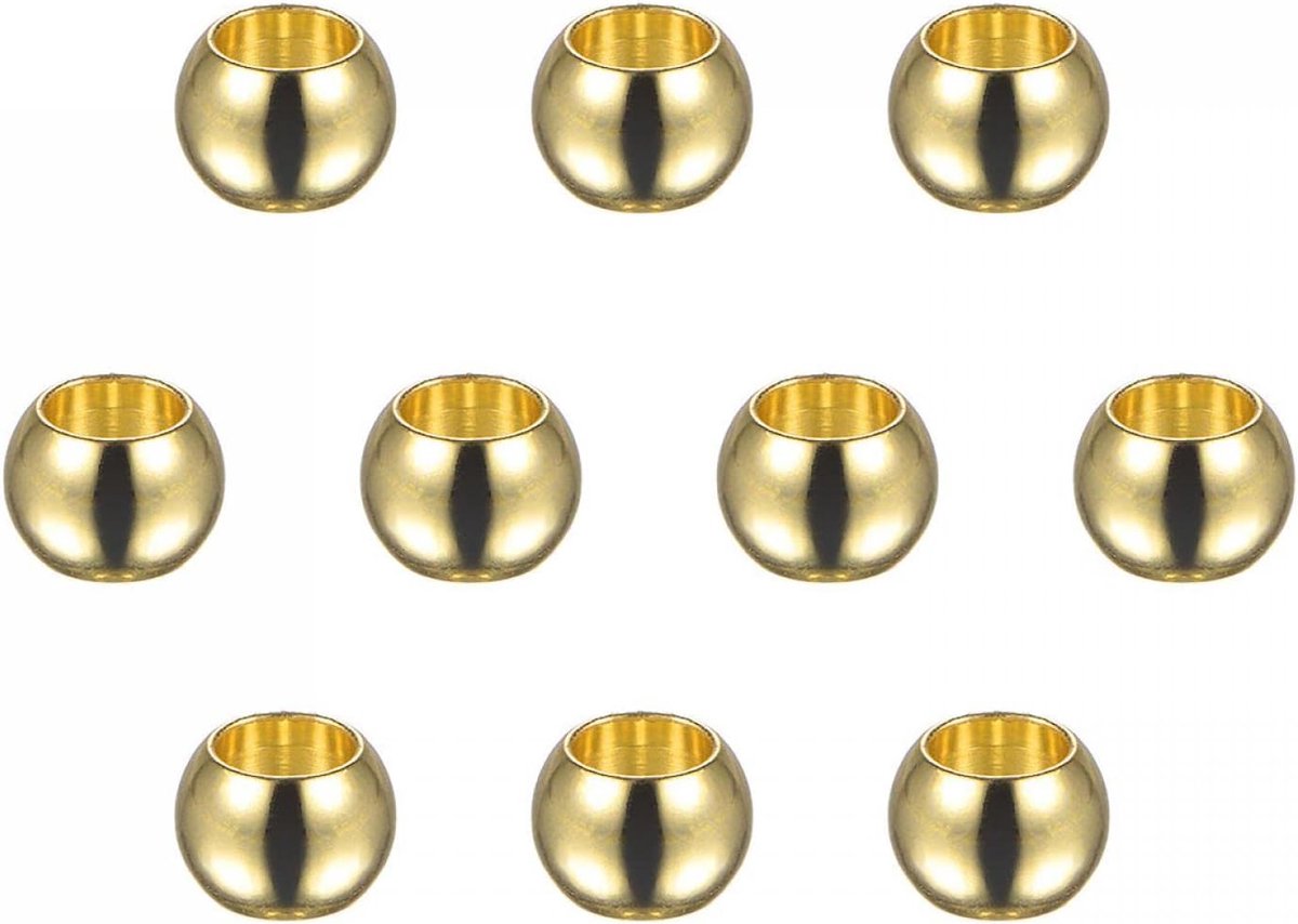 Kralen 6 mm roestvrij staal 3,5 mm gatdiameter. Korrel voor doe-het-zelf handwerk goudtint