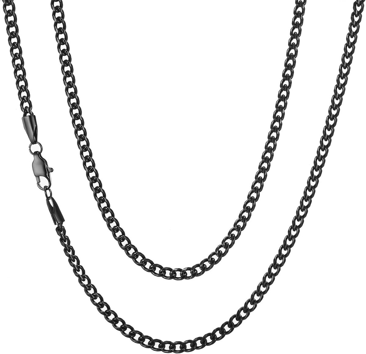 Ketting voor Heren Zilver/Goud/Zwart Cubaanse Herenketting Roestvrij Staal Klassieke Pantserketting 3/4/5/6/7/8mm Hip Hop Halsketting Lengtes 45-65cm Sieraad Cadeau voor Mannen Dames
