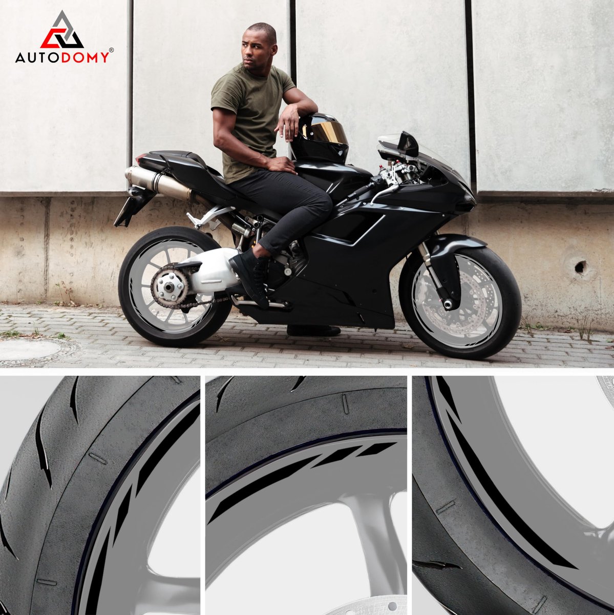 Motorfiets velgstickers set 15 tot 19 inch - olie- en weerbestendig - sportdesign - bescherm en personaliseert - SnelShoppen