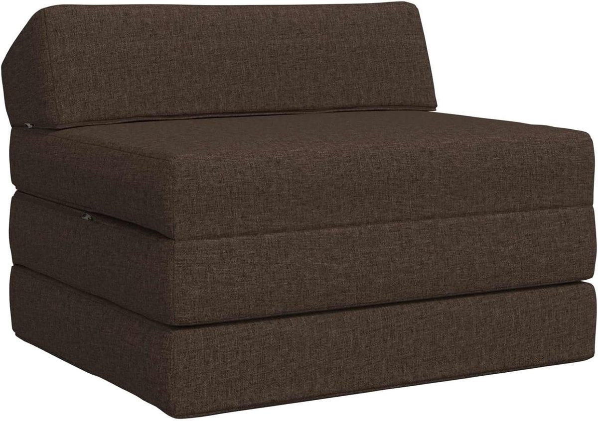 Klapbank bed taupe 200 x 70 x 10 cm stof, opvouwbare slaapbank als dagbed stijlvolle vloerbank voor kleine woningen logeerkamer 900021
