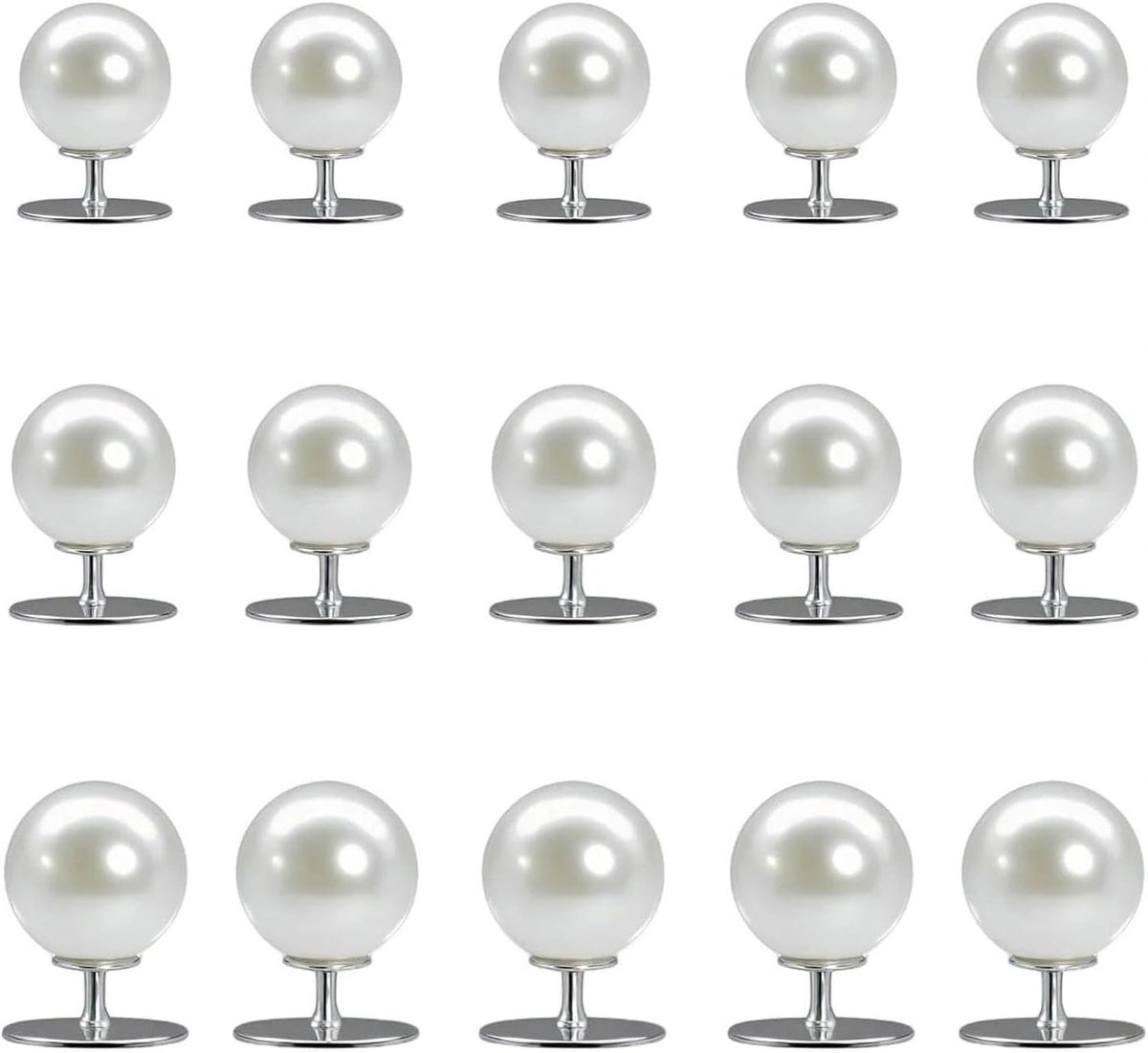 Knopen, zonder naden, witte decoratie, parelknopen voor blouses, broches, voor overhemd, kleding, hoeddecoratie, 15 stuks