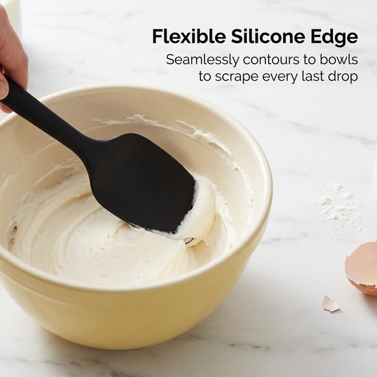 Spatel siliconen grote deegschraper hittebestendige kooklepel set deegschraper siliconen set keukenhulp set kookbestekset siliconen lepel deegmixer bakken koken zwart T-vorm — afbeelding 5