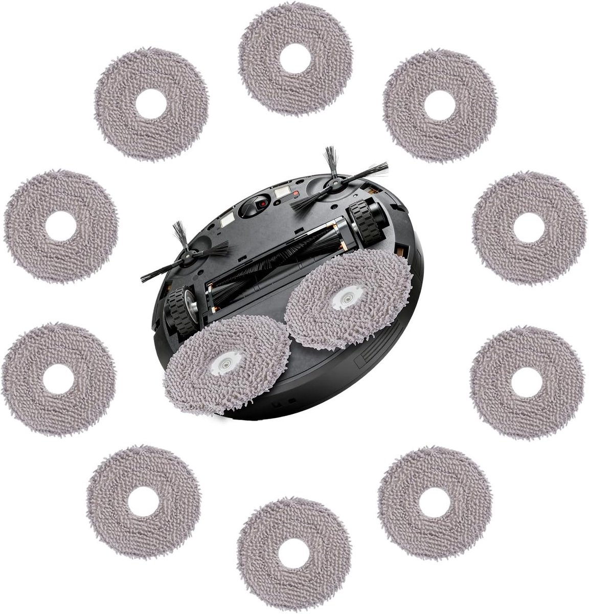 10 stuks vervangende doekjes voor Dreame X10/X20/X30/X40/X50 robotstofzuigers, microvezel dweilaccessoires, vervangende reinigingsdoekjes voor robotvloerschrobber, wasbaar en herbruikbaar (grijs)