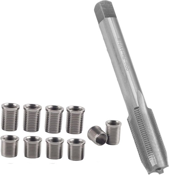 Draad Reparatie Tool M10x1.0 Bout + M12x1.0 Tap Auto Accessoires Hardware Kit Reparatie Tap Kit Rethread Tool Ruimer Inserts Kit — afbeelding 3
