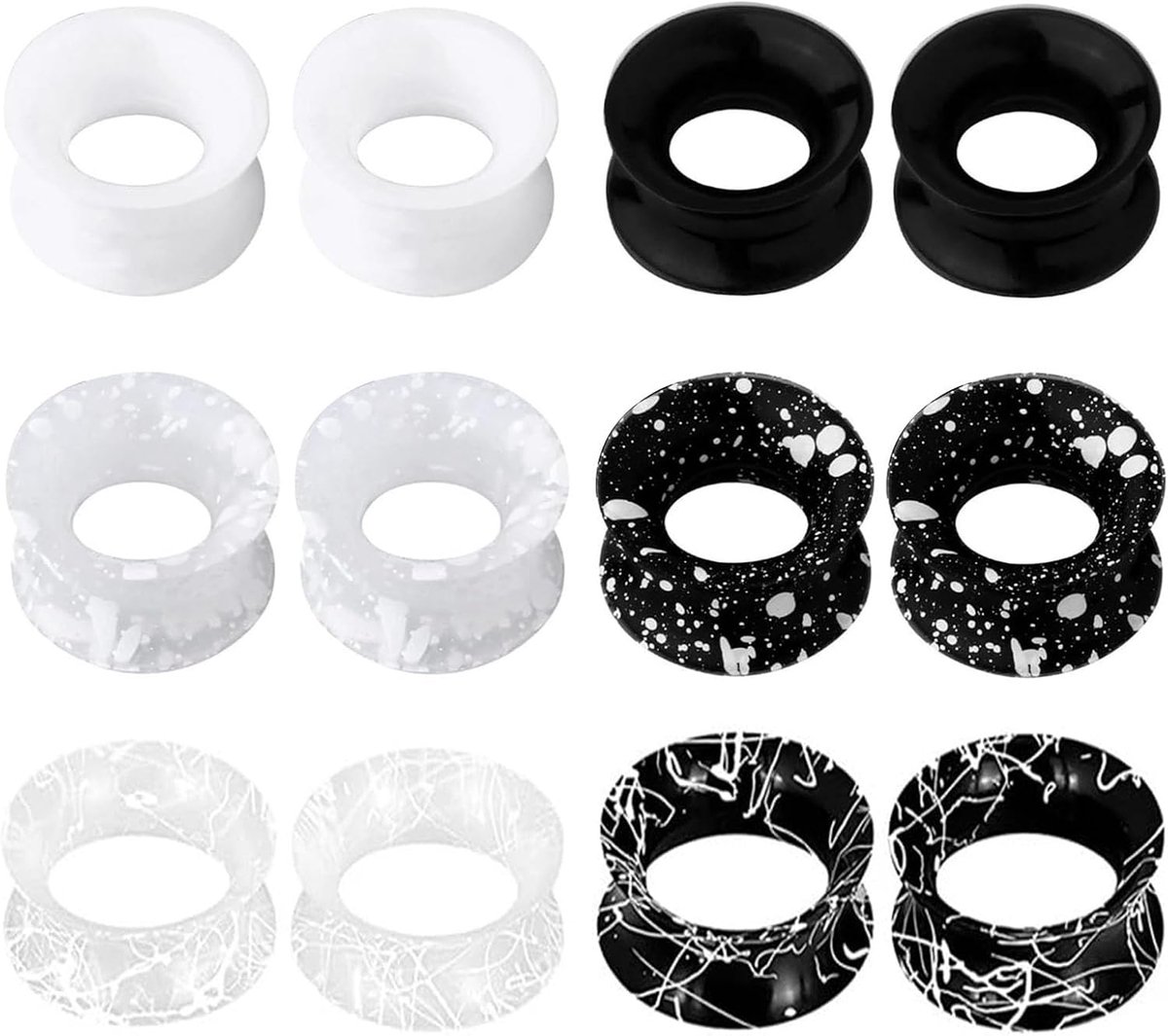 Tunnels set, 3-20 mm extra zachte siliconen oortunnel plug double flared oorplugs oorplugs oorpiercing sieraden voor mannen en vrouwen, meerkleurig