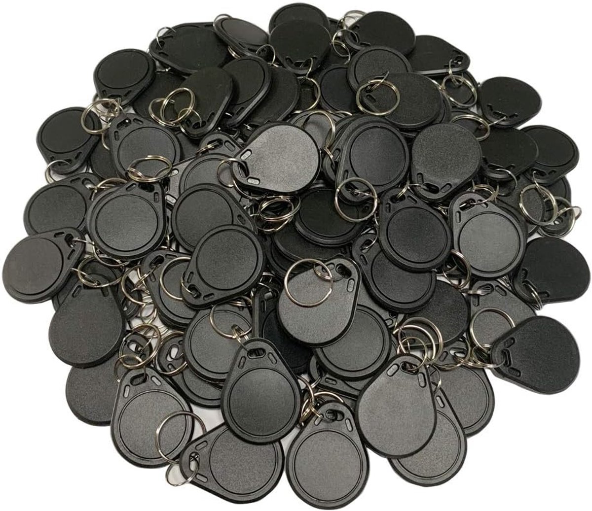 13.56MHz RFID Key Fob 1K Chip IC NFC Keyfob Proximity Key Tag Cards Access Control Keychain Token 100pcs Black