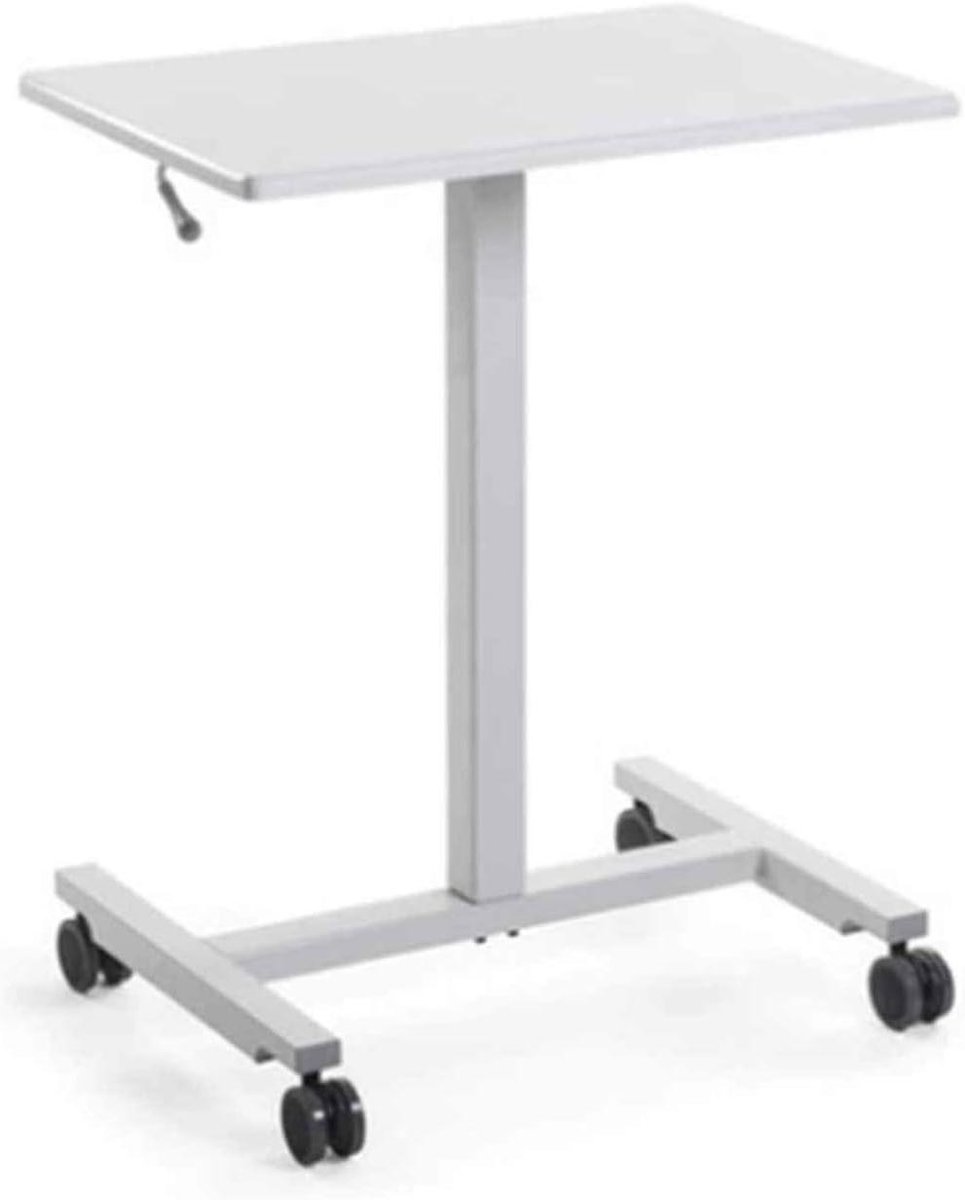 Verstelbaar Bureau - Laptoptafel Leestafel - Thuiswerken Kantoorgebruik - Zwenkwielen Vergrendelbaar - 76.5-110.5 cm Hoogte - Teak