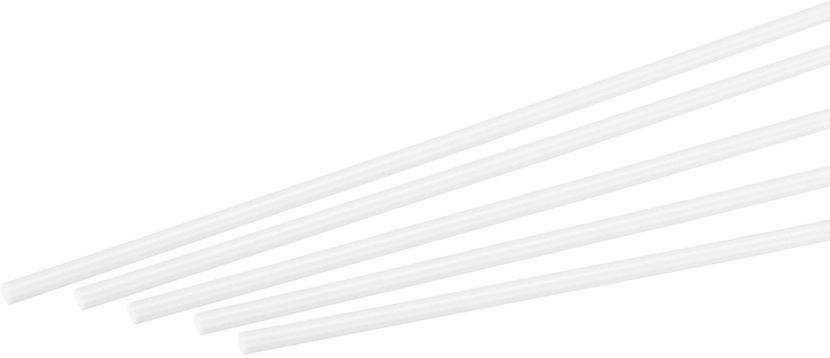 ABS kunststof staaf rond massief witte stang 5 mm x 250 mm voor doe-het-zelf model materiaal architectuur modelbouw DIY zandbak verpakking met 5 stuks