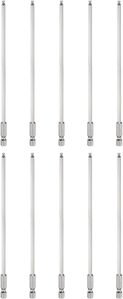 10 stuks kogelpunt jachtschroef H3 (3 mm) zeskantkop 1/4 inch schacht 150 mm (6 inch) lang staal S2 magnetische metrisch jacht schroef boor sleutel gereedschap