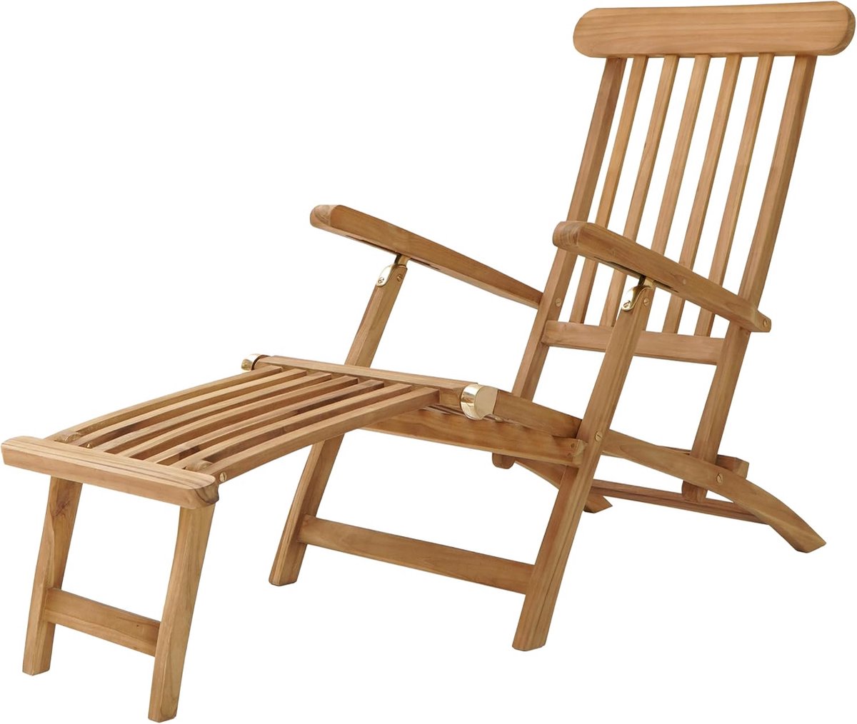 Costa ligstoel van Teak Hout | Lounger Deckchair/Tuinligstoel verstelbaar in 4 standen | Zonnebed/Ligbed voor buiten/tuin