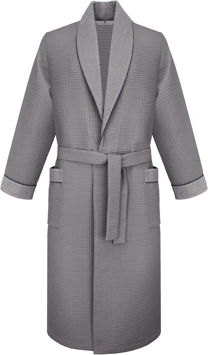 RE-519 Badjas voor heren, universeel, 100% katoen, wafelpiqué, elegant, licht