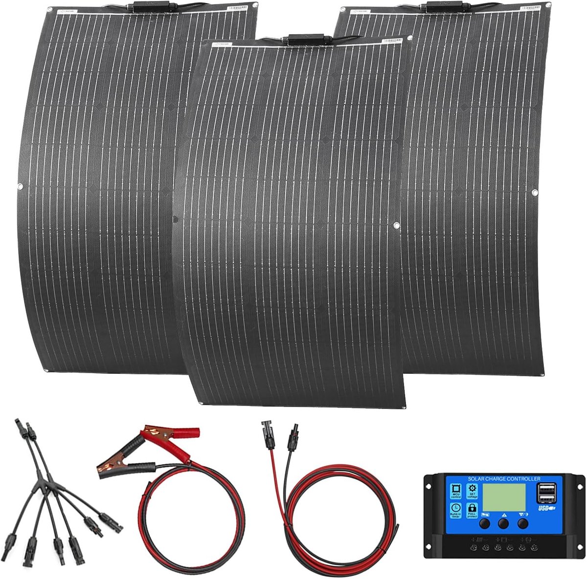 3 * 100W ETFE Flexibele Zonnepaneel Kit etfe 300W Flexibele Zonnemodule kit 30A zonnelaadregelaar voor camper, auto, boot