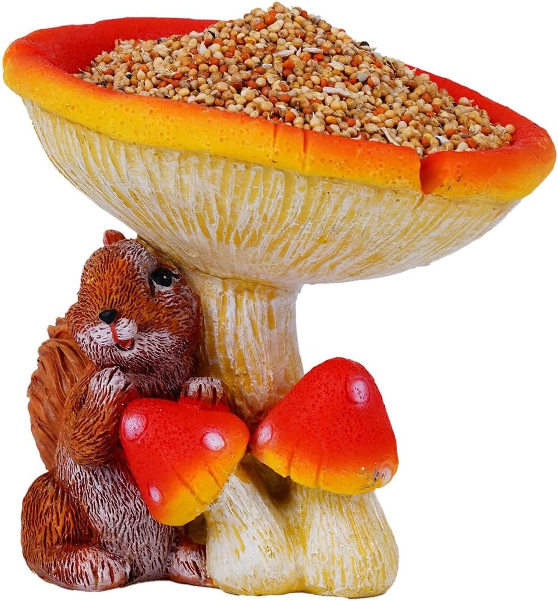 Paddestoel Standbeeld Decor voor binnen en Outdoor Decoratie (Eekhoorn)