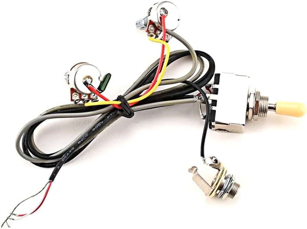 Gitaar kabelboom set voorbedrade 3-weg tuimelschakelaar 1T1V 500K Potten kabelboom kit met 6,35 uitgang voor LP elektrische gitaar