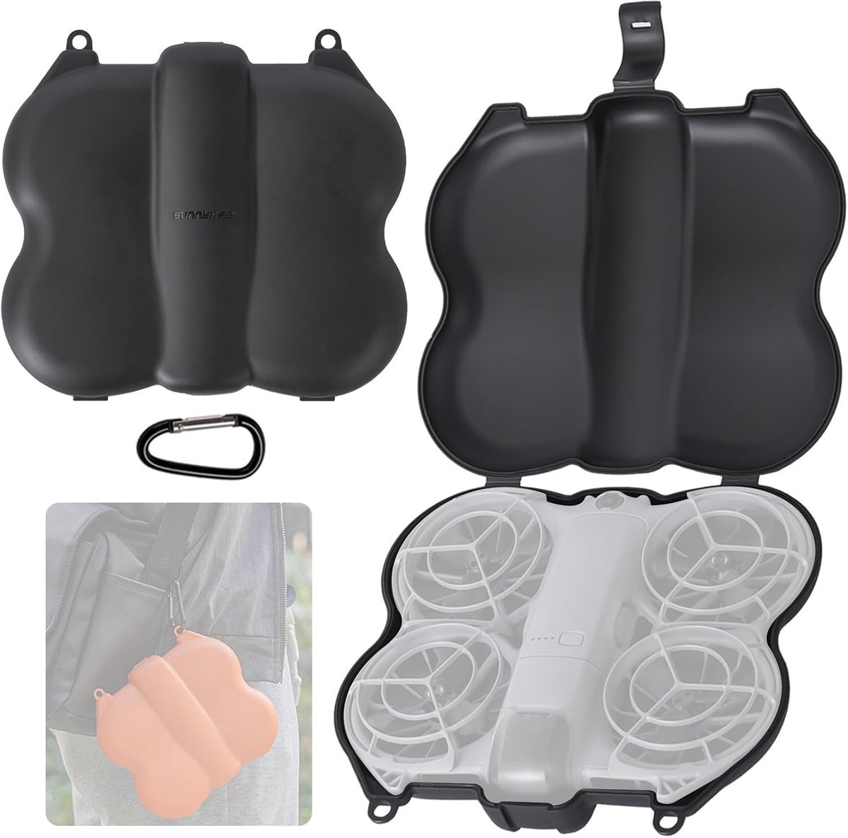 Opbergtas voor DJI NEO 2,kunststof Hoes Draagtas Hoes Drone Beschermende Opberghoes Drone Accessoires voor DJI NEO 2, compact, draagbaar, lichtgewicht (zwart)