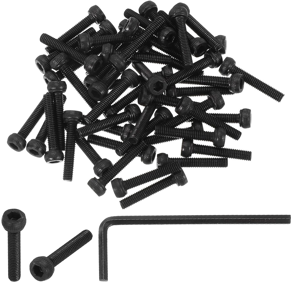 M3 x 16 mm zeskantschroeven met binnenzeskantkop, verpakking van 50 stuks, 12,9 graden, zeskantschroef met binnenzeskantaandrijving, machineschroeven met zeskantsleutels, zwart