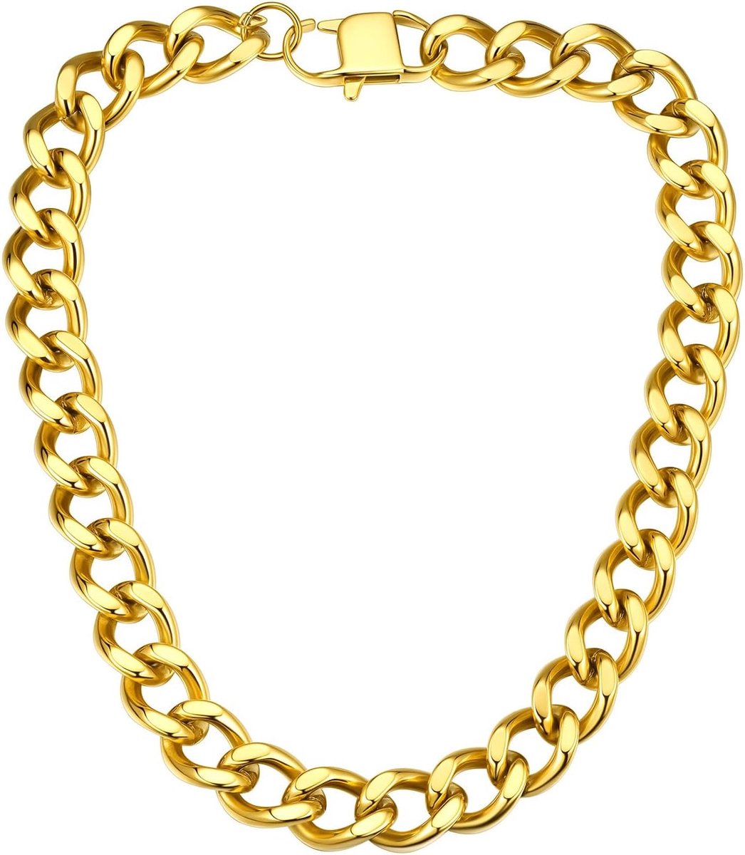 Pantserketting voor dames, roestvrij staal, 12/16/20 mm, zilver/goud, dikke Cubaanse ketting, 41/46/51 cm, hiphop-sieraden voor Valentijnsdag