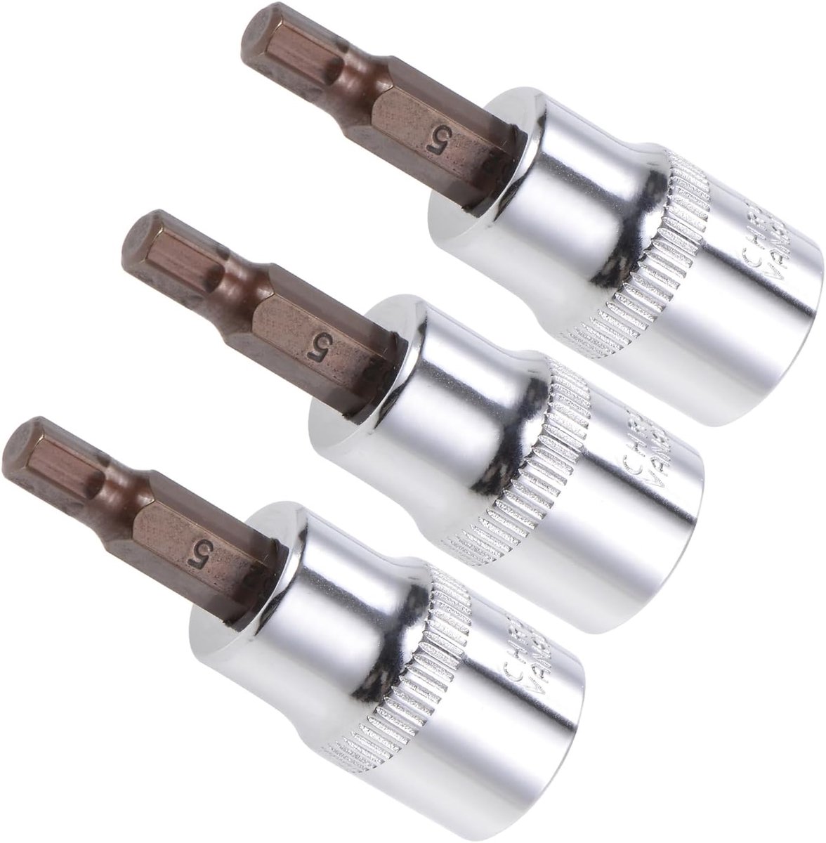 Bit Socket, Metrische H5 (5mm) Bit 3/8" Drive 1.5" lang, S2 gelegeerd staal warmtebehandelde CR-V Socket - (Toepassingen: voor bevestigingsmiddeltoepassing), 3-delig