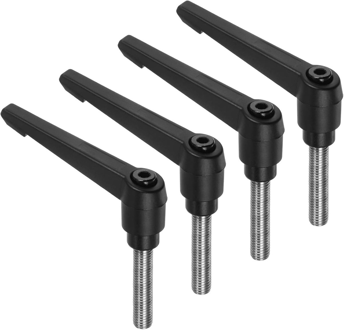 4 stuks klemhendels, M10 x 40 mm, draadstift van roestvrij staal 304, verstelbare handgrepen met snelspan-ratelknop, zwart