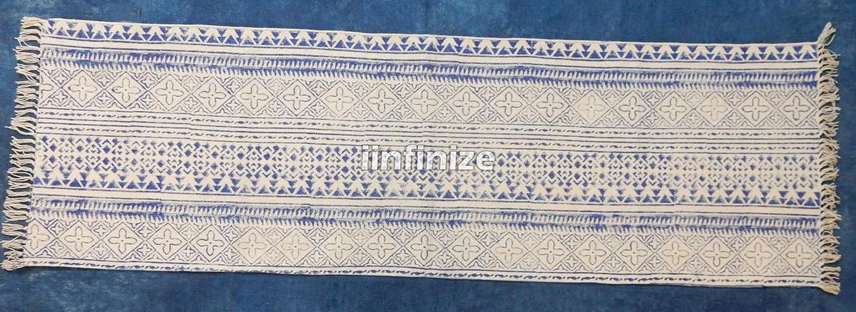Vloermat 2x6ft - Katoen - Traditionele Dhurrie - Ideaal voor meditatie - SnelShoppen