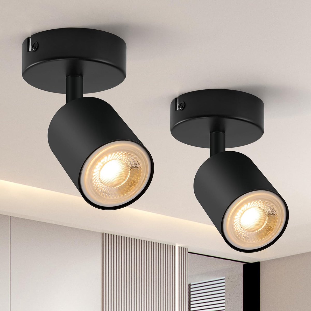 Plafondspots 1 lamp zwarte LED-plafondlamp draaibaar GU10 plafondlamp wandspot draaibare spotlamp plafondspots voor keuken, slaapkamer, woonkamer (zonder lamp)