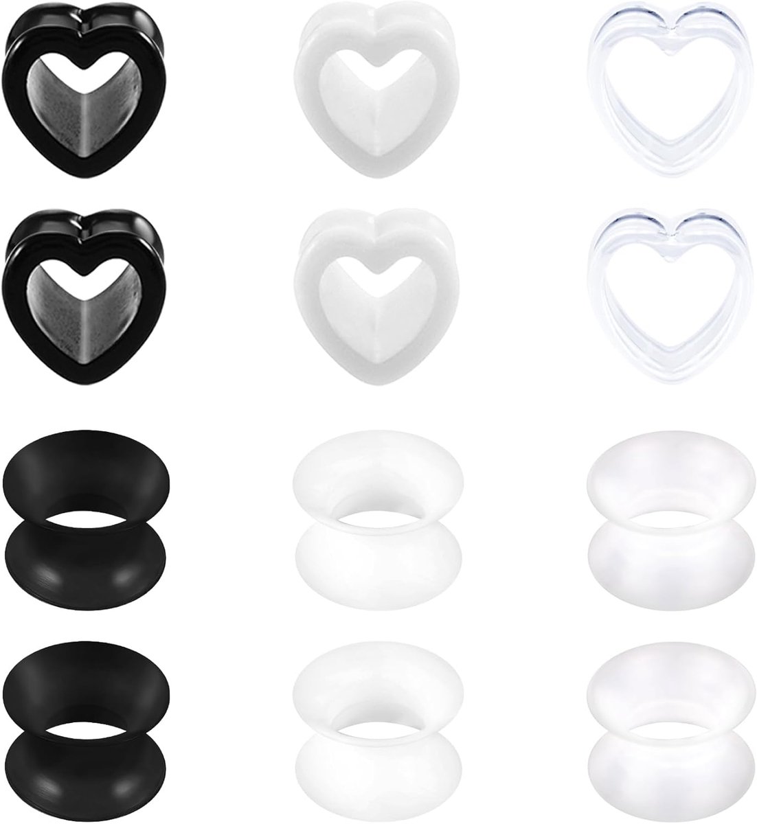 9 paar dubbel uitlopende siliconen oorstretchers - Zachte oorstretchers - Gemengde kleuren - 6-16 mm - 00 g - 2 g