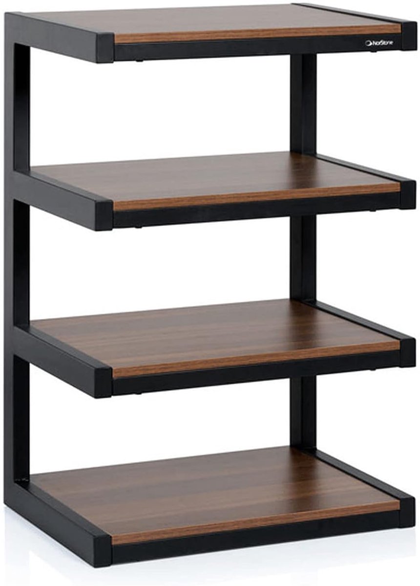 Hifi kast - zwart en walnoot - robuuste constructie - modern design - SnelShoppen