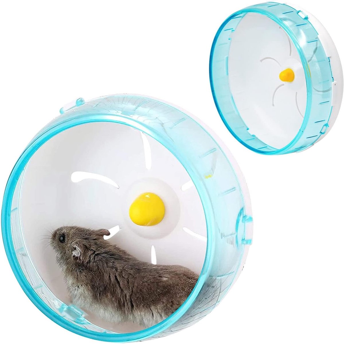 Hamsterwiel, oefenwiel voor hamsters, 12 cm, acrylkunststof, super stille loopfiets, blauw